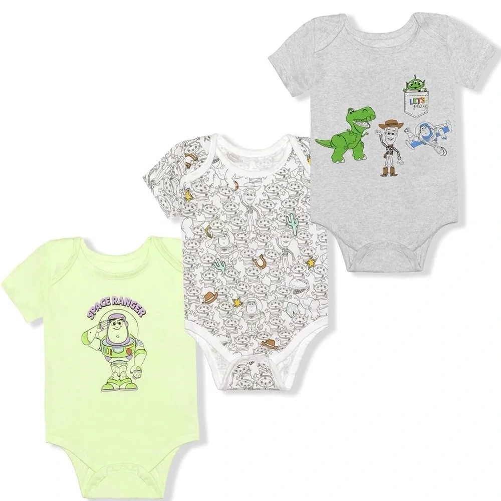 NWT Disney Baby Toy Story Bodysuit Set - Light Green & Gray - Picture 1 of 5